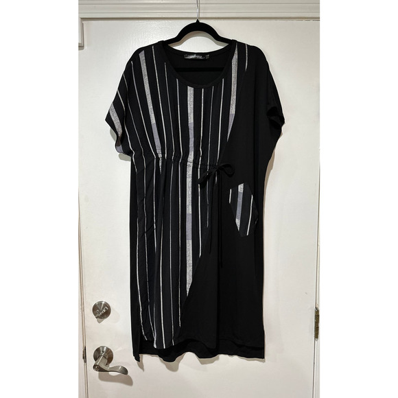 GABBY ISABELLA Black & Grey Graphic Stripe Tunic Dress - Size Large - EUC! - Picture 2 of 16